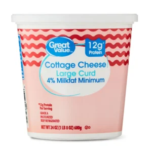 Great Value 4{25531b0d382c3c0c696f99ffc678f672f6857c4ba9e323b89a47fe49279ea423} Milkfat Minimum Large Curd Cottage Cheese 24 oz