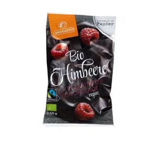 LANDGARTEN ORGANIC RASPBERRIES IN DARK CHOCOLATE (50G)