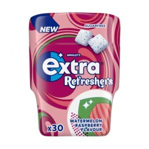 WRIGLEY'S EXTRA REFRESHNERS WATERMELON RASPBERRY SF CHEWING GUM BOTTLE 30 PCS
